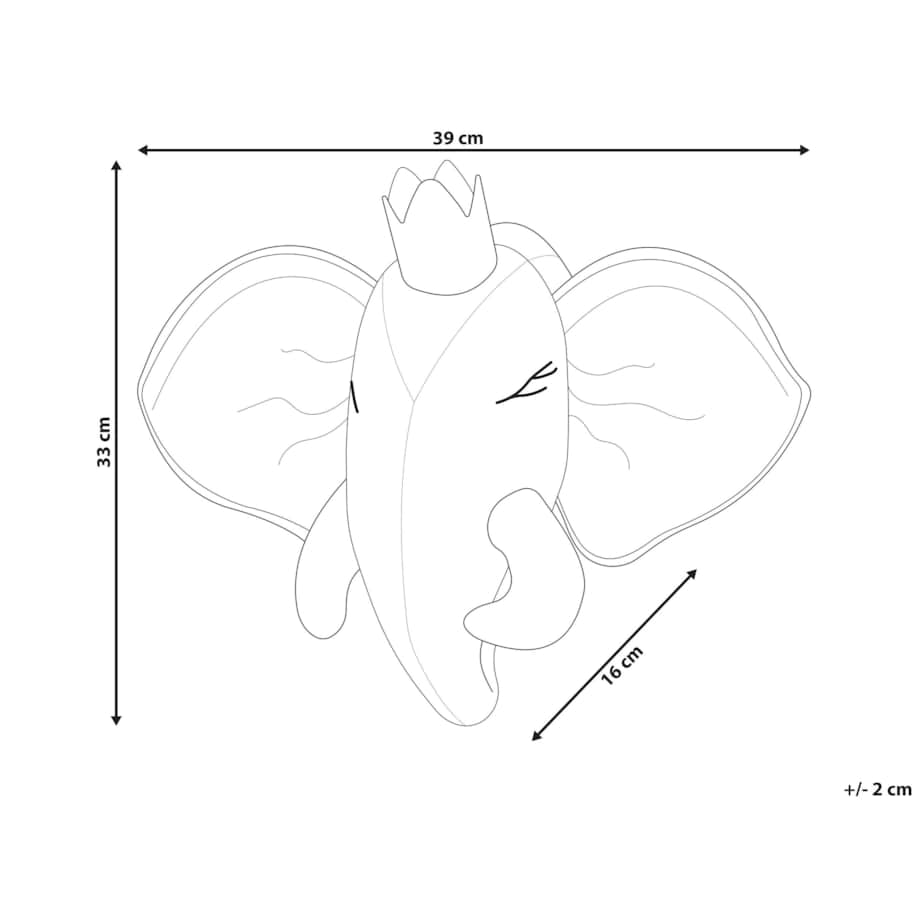 Pluszowa dekoracja ścienna słoń szary TANTOR