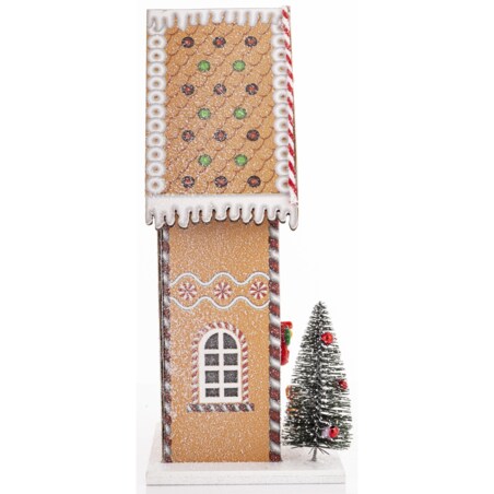 Domek LED świąteczny z choinką 22 cm