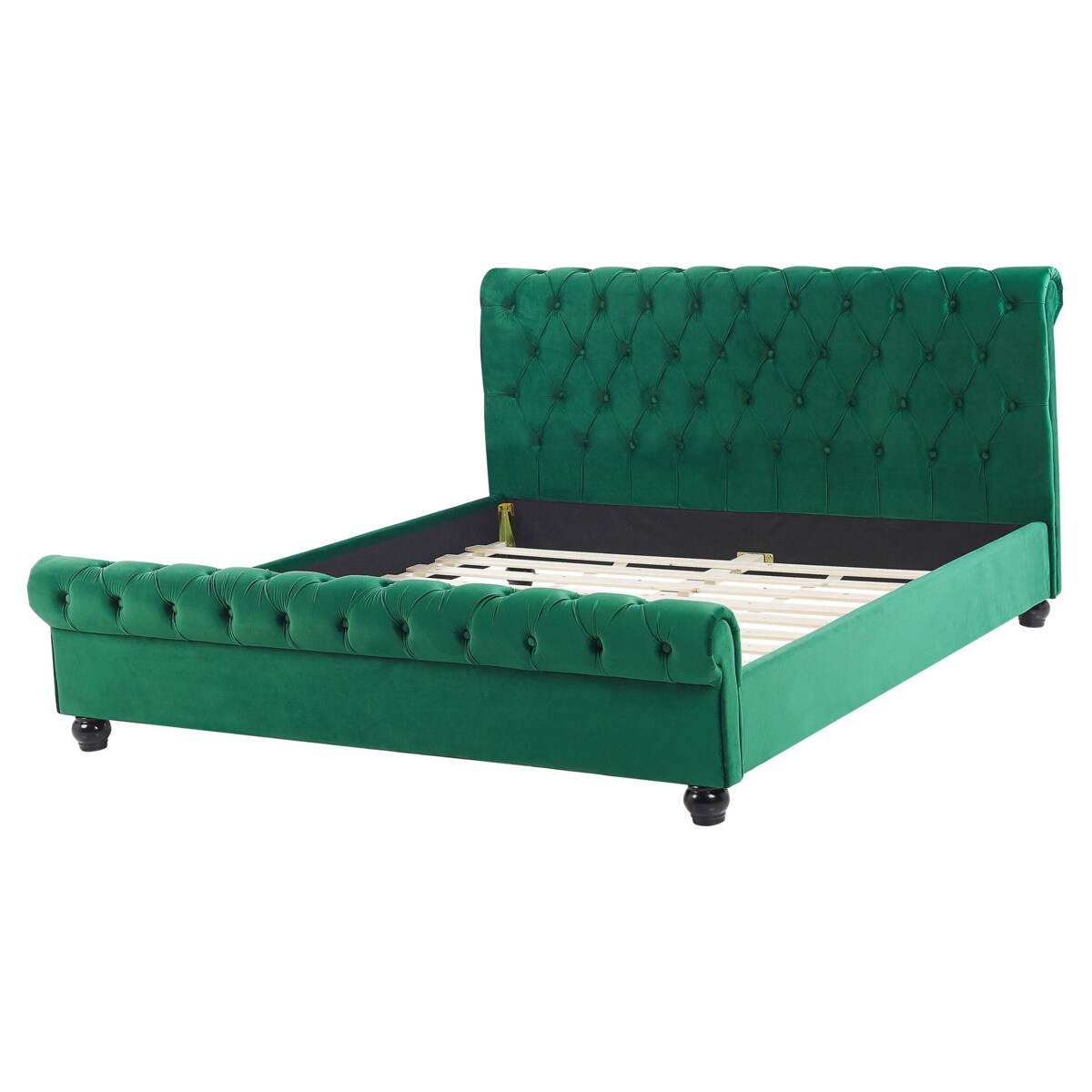 Łóżko welurowe 160 x 200 cm zielone AVALLON