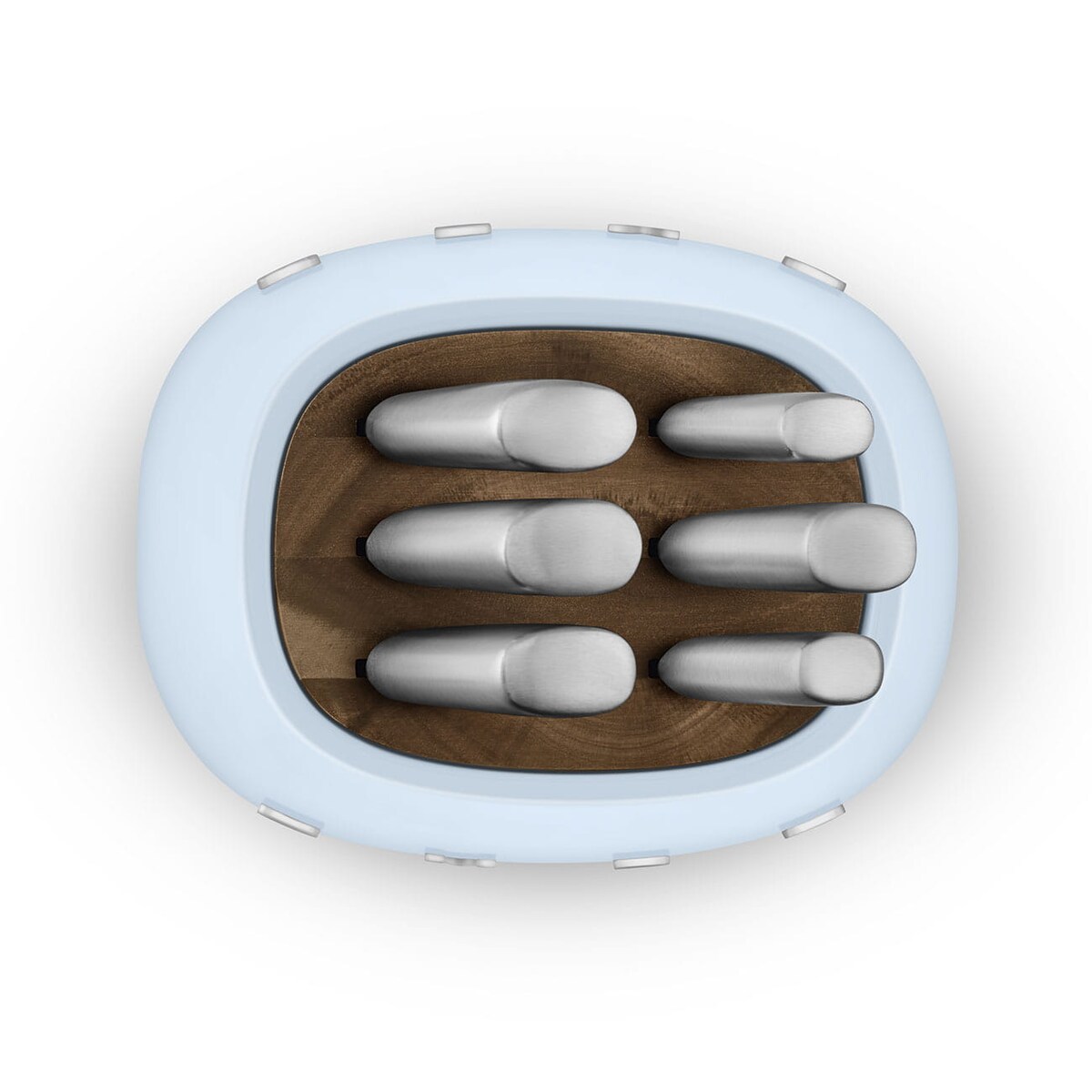 Noże Kuchenne SMEG Zestaw noży w BLOKU Komplet Stojak 6 szt Błękitne KBSF02PB