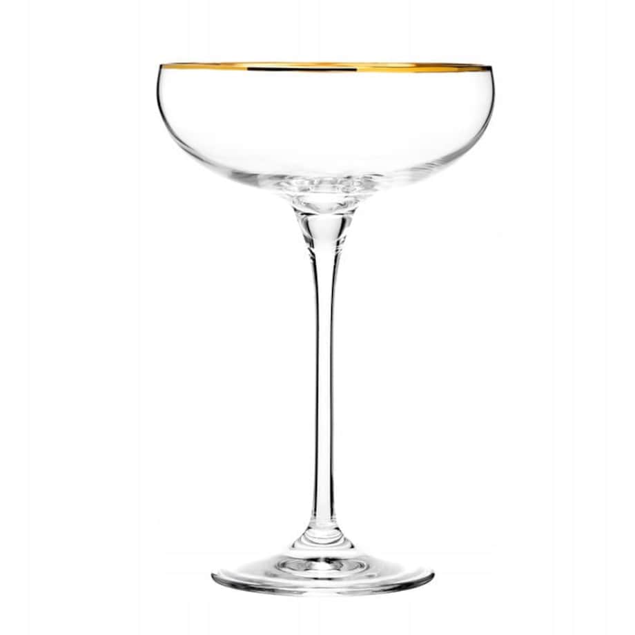 Kieliszki Szampan Szampanówki Harmony Krosno Gold Złoty Pasek 240 ml 6 szt