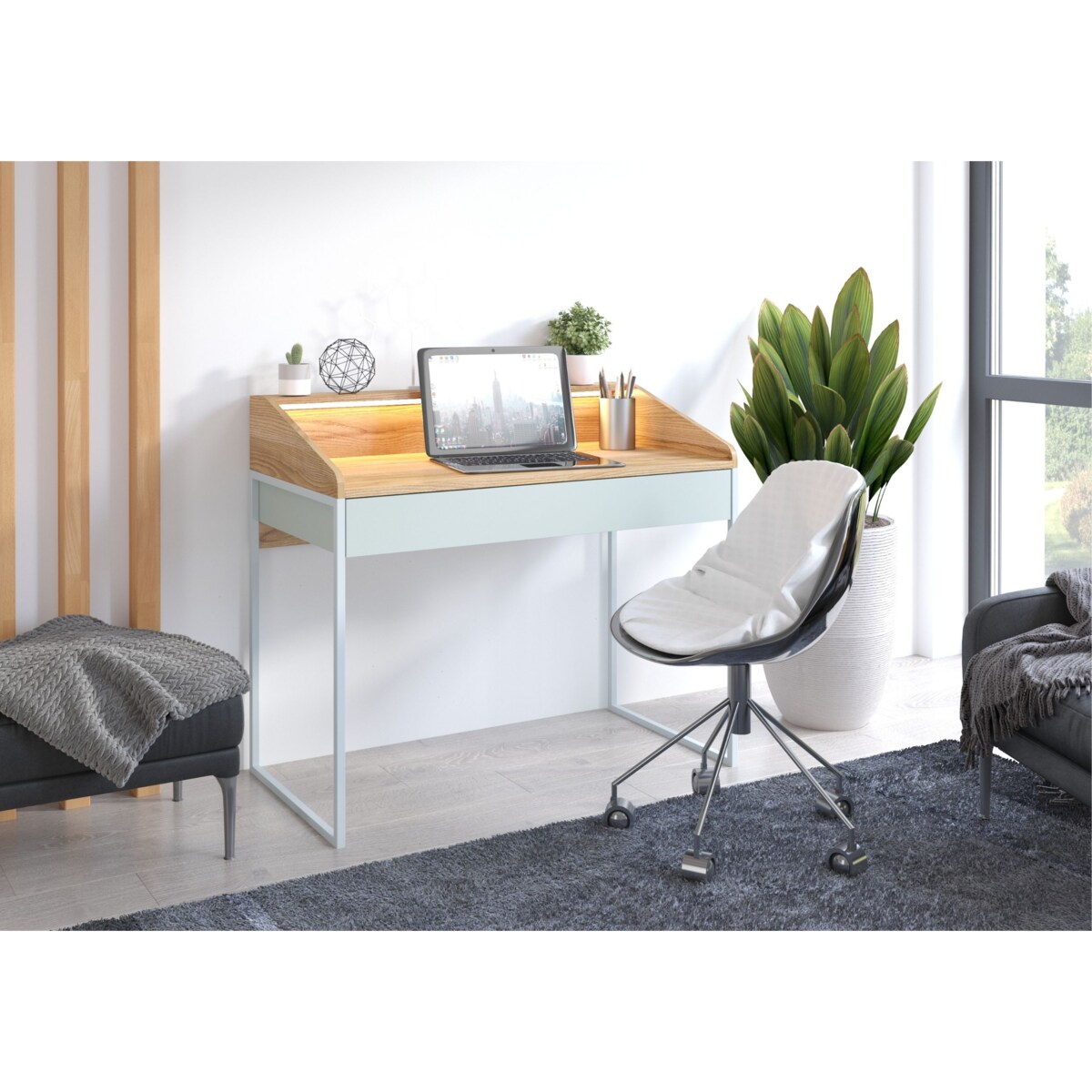 Biurko Finka z oświetleniem / Jesion Górski 110 cm