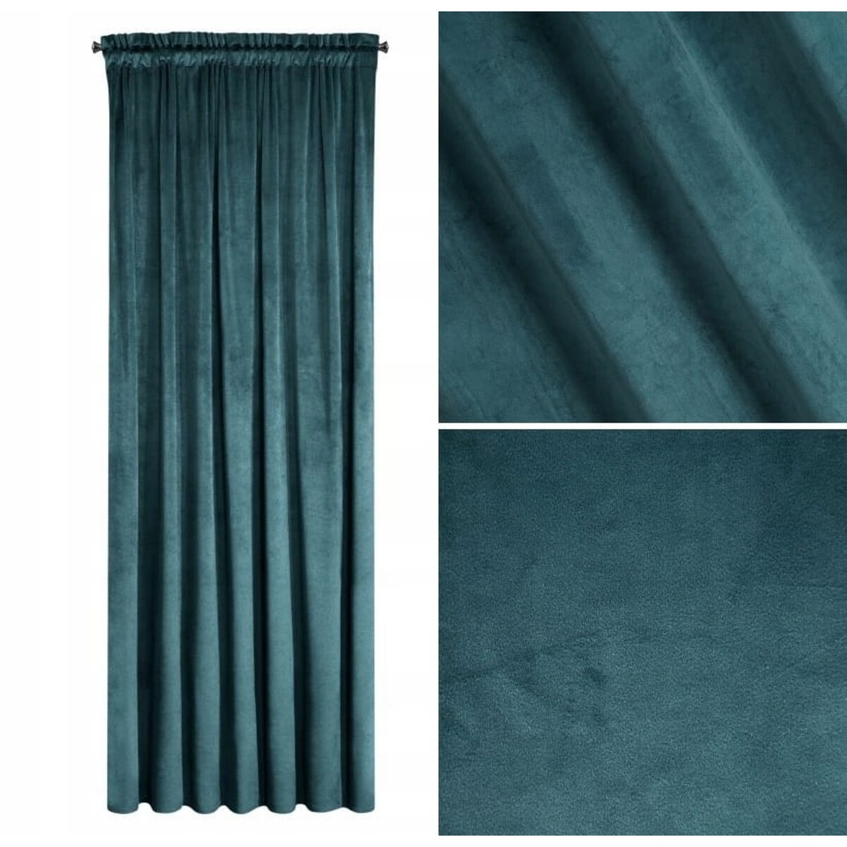 Zasłona Welurowa Welur Velvet na Taśmie 140 x 270 Niebieska do Salonu