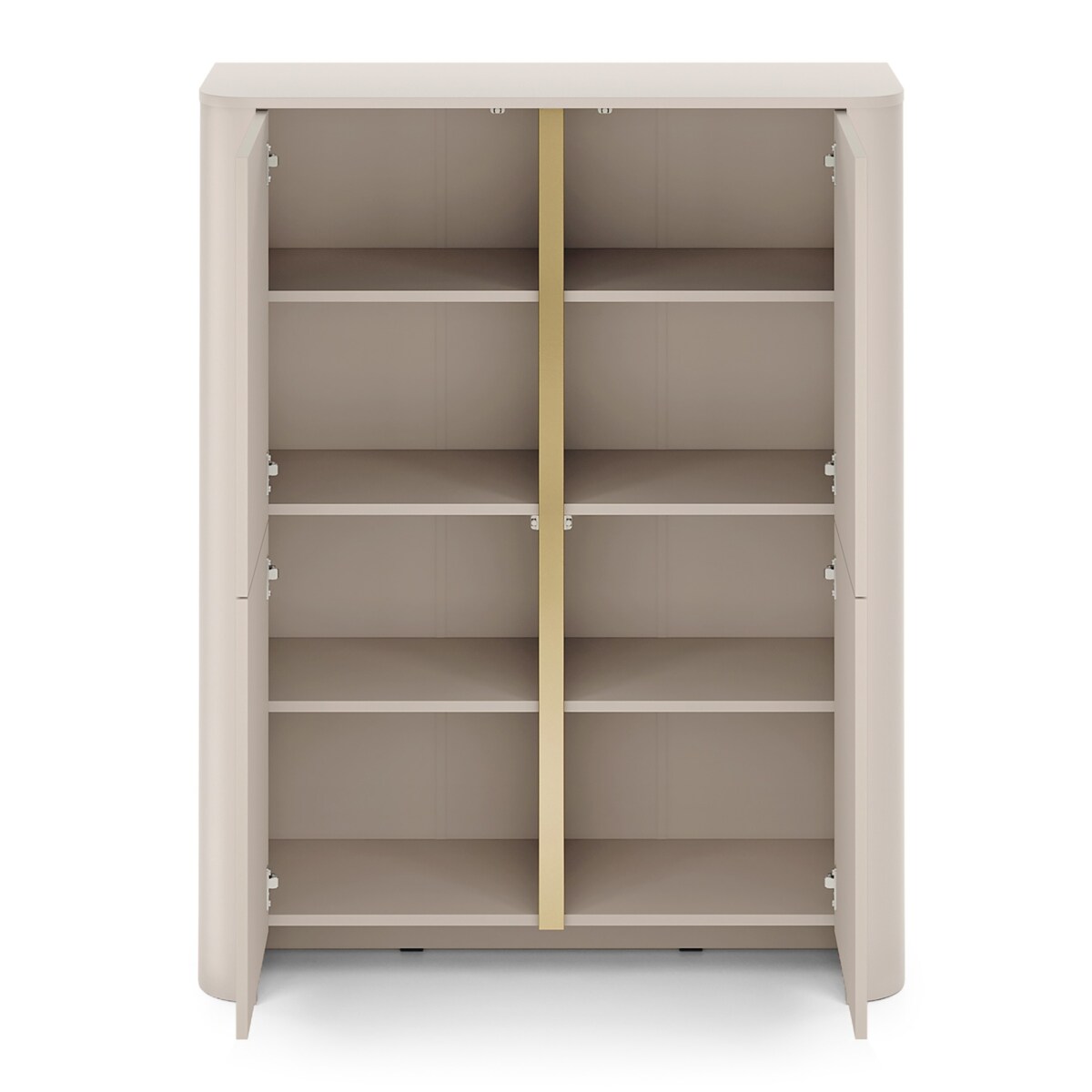 Komoda wysoka 103 BALI, czterodrzwiowa z pojemnymi półkami, Kaszmirowa