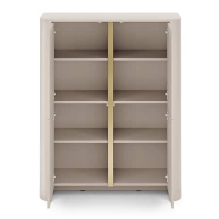 Komoda wysoka 103 BALI, czterodrzwiowa z pojemnymi półkami, Kaszmirowa