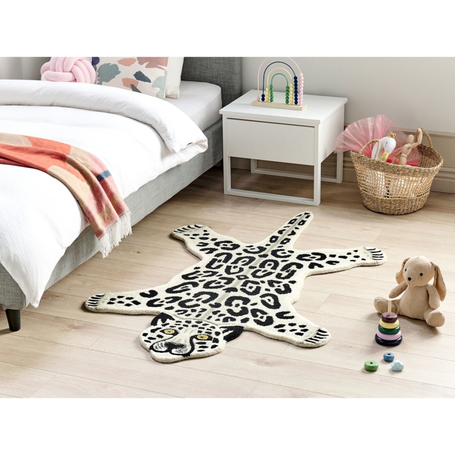 Dywan dziecięcy wełniany pantera 100 x 160 cm beżowo-czarny MIBU