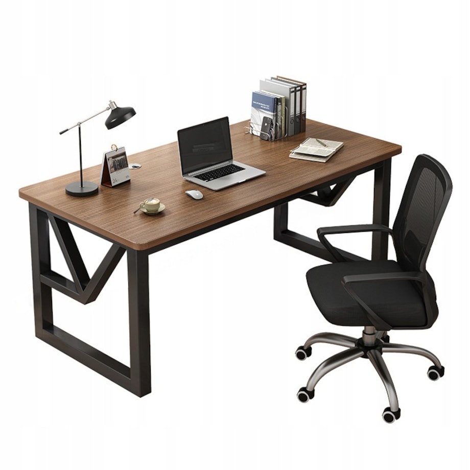 Biurko gamingowe nowoczesne komputerowe ciemny buk industrialne loft 120 cm