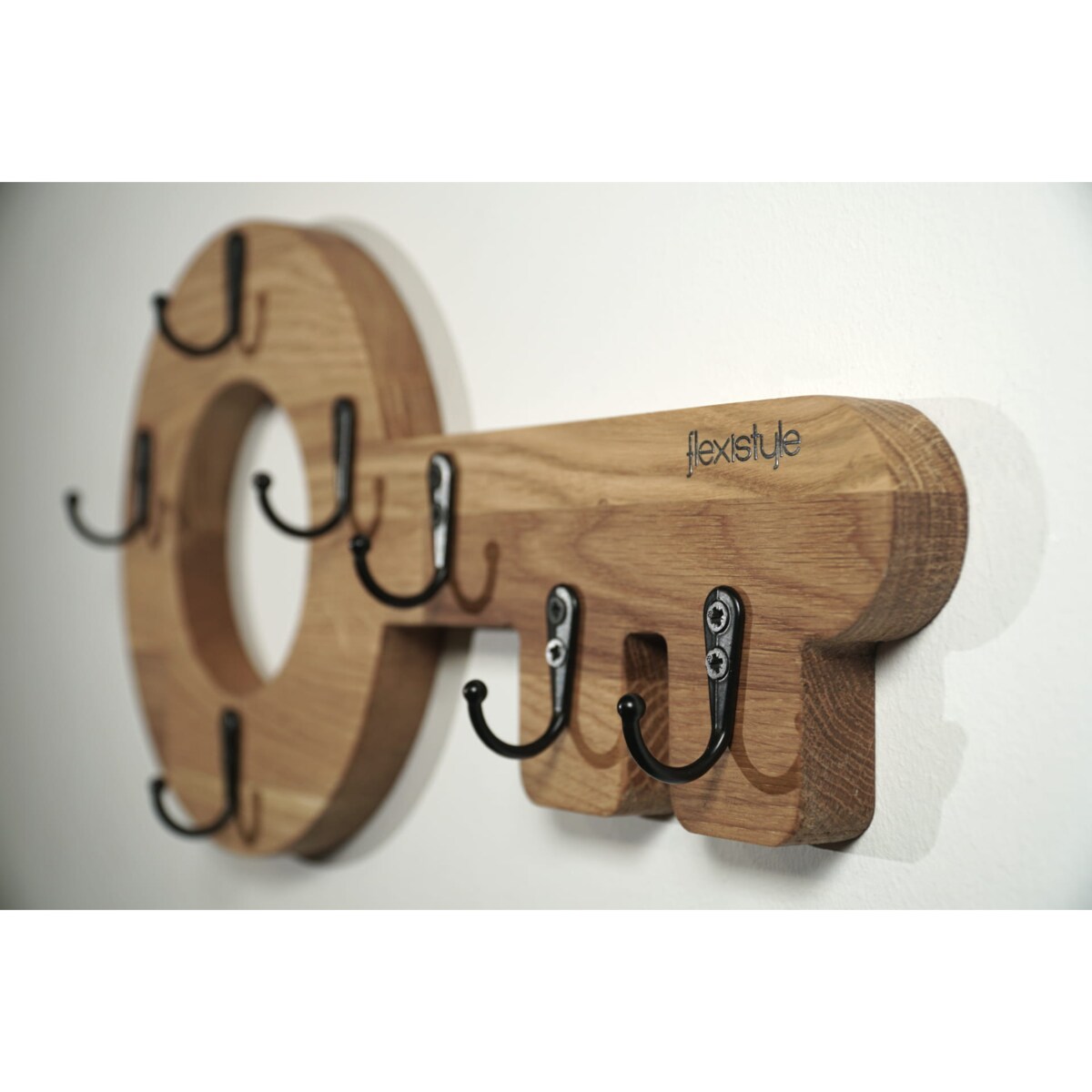 Drewniany wieszak na klucze Klucz Retro Dębowy