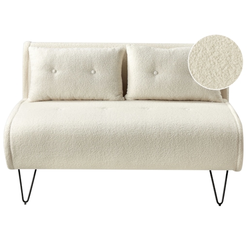 Sofa rozkładana VESTFOLD Boucle Złamana biel dla 2 osób