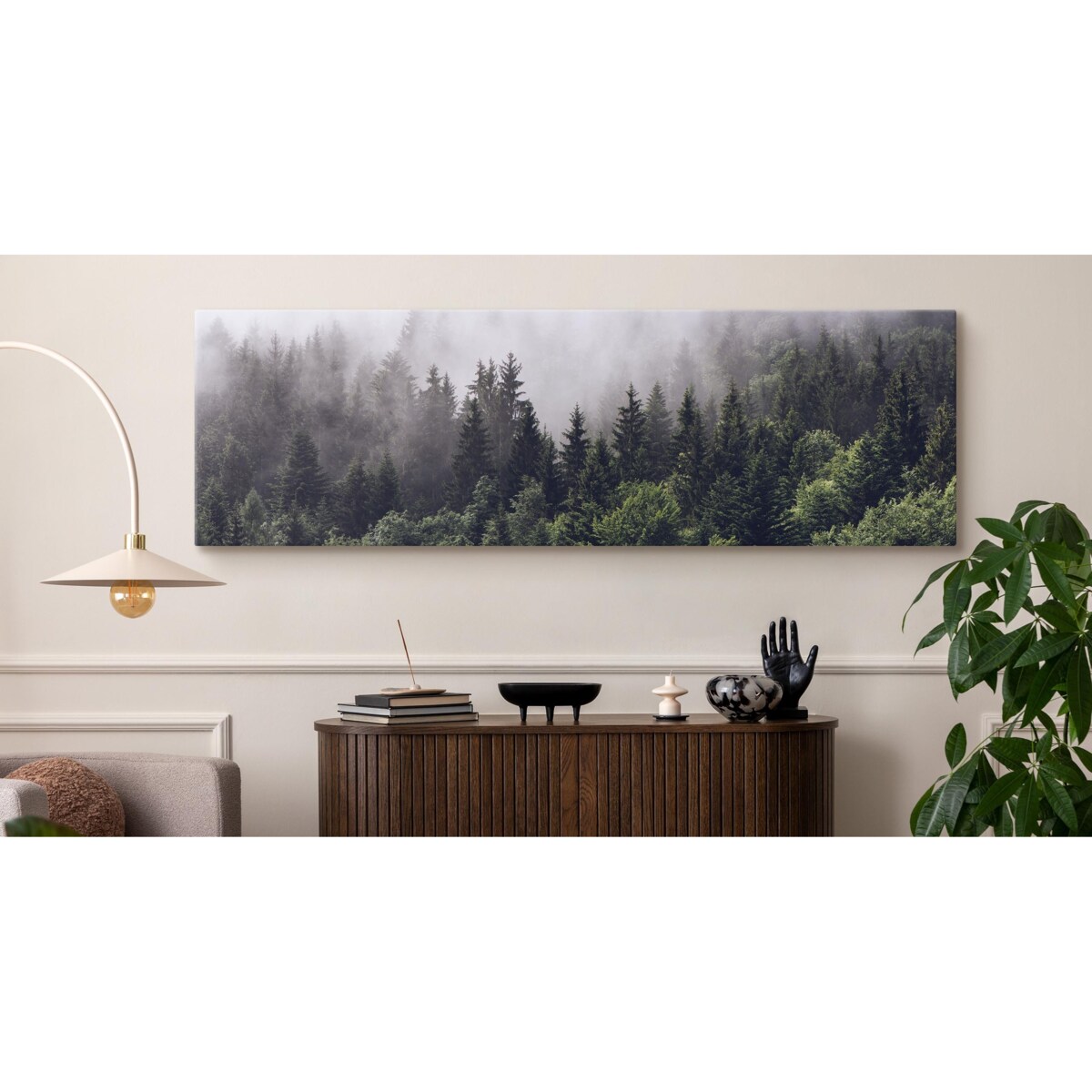 Obraz Panoramiczny Mglisty Las 145x45cm