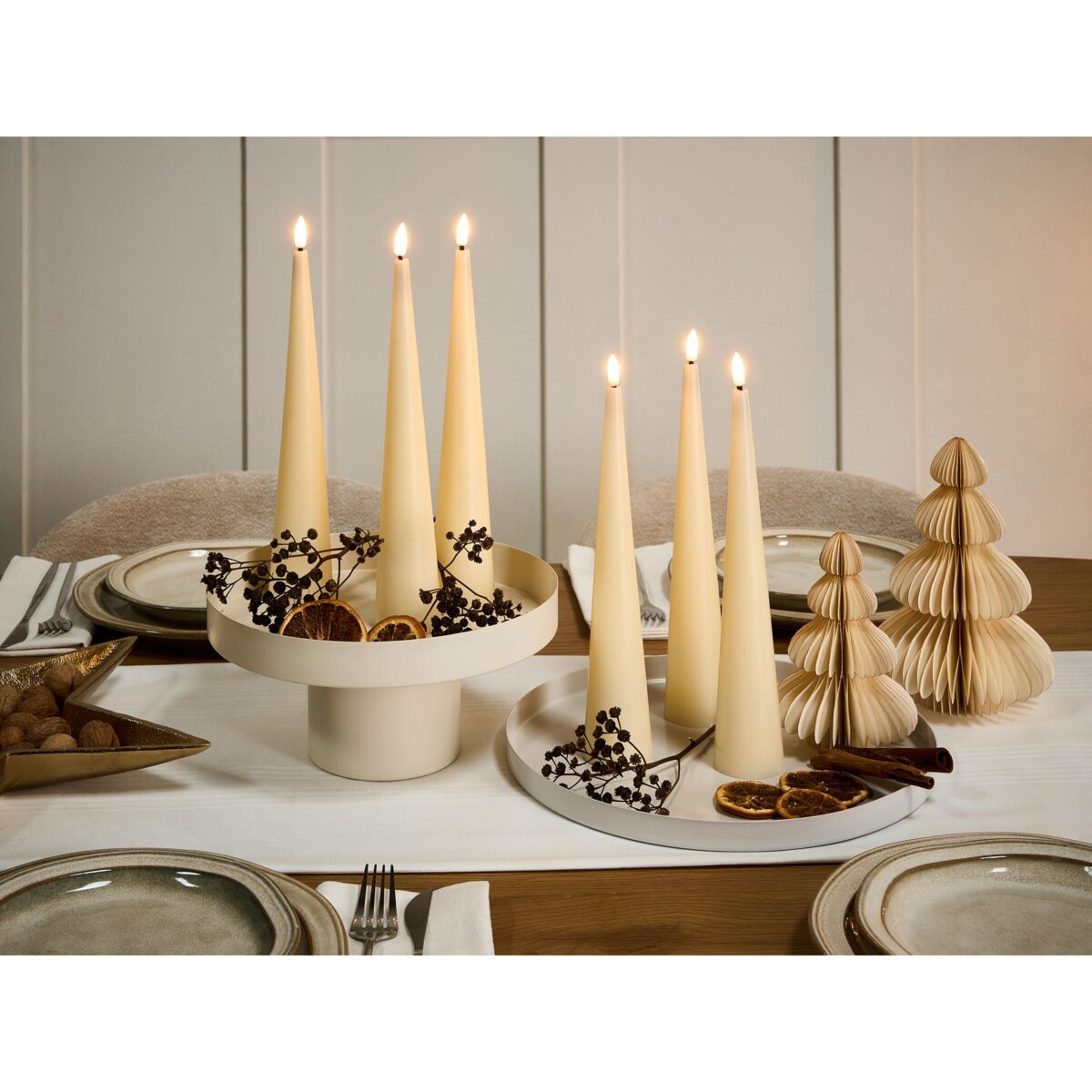 Zestaw 6 świec LED AURUM 28 cm Złamana biel