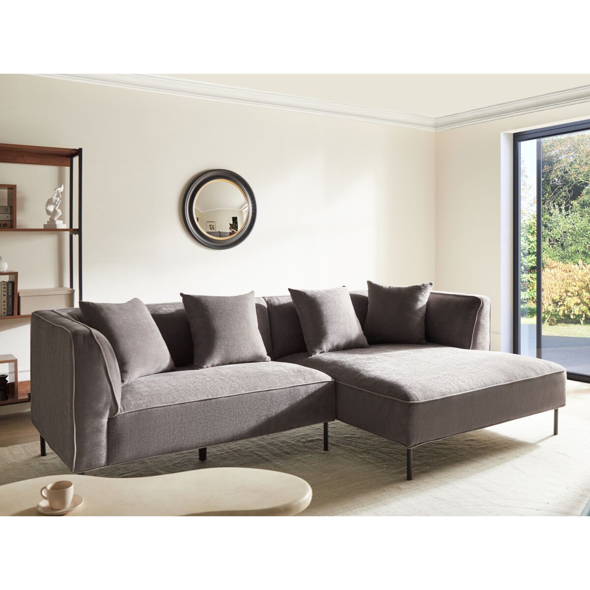 Narożnik dla 3 osób SATER Szenil Beżowoszary Lewostronny