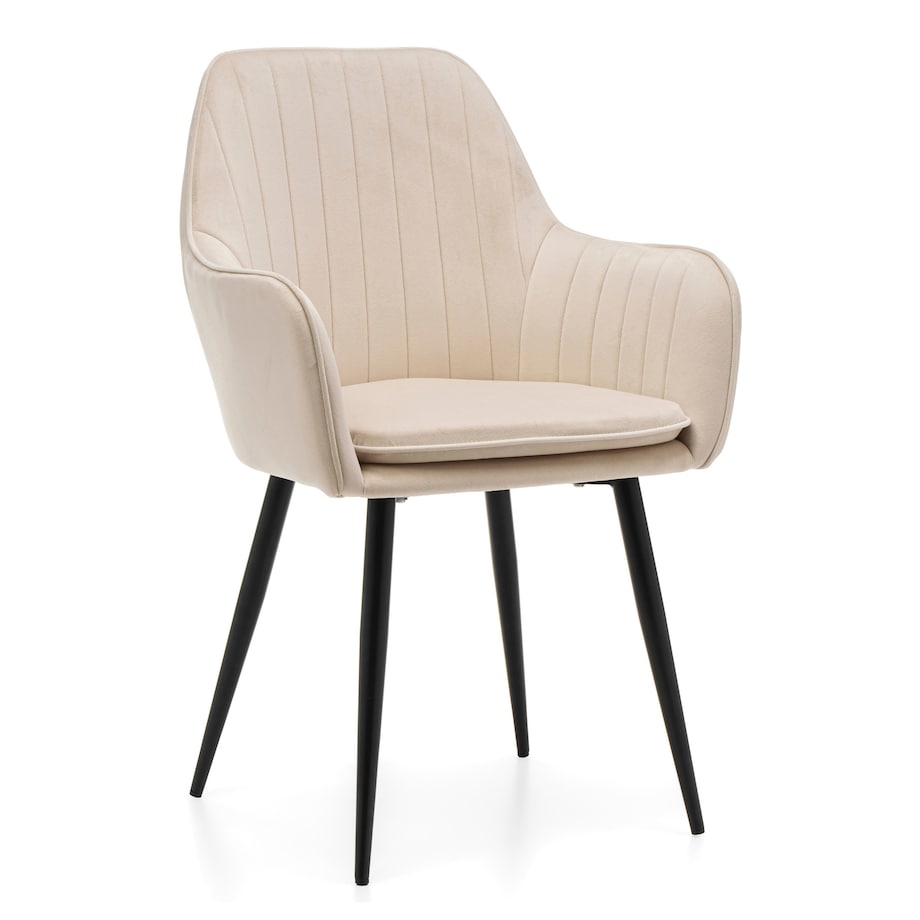 Krzesło tapicerowane EMILIA jasnobeżowa welur salon jadalnia