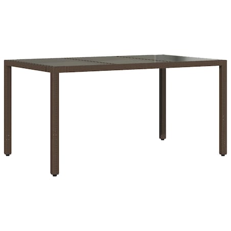 vidaXL Stół ogrodowy ze szklanym blatem, brąz, 150x90x75cm, polirattan