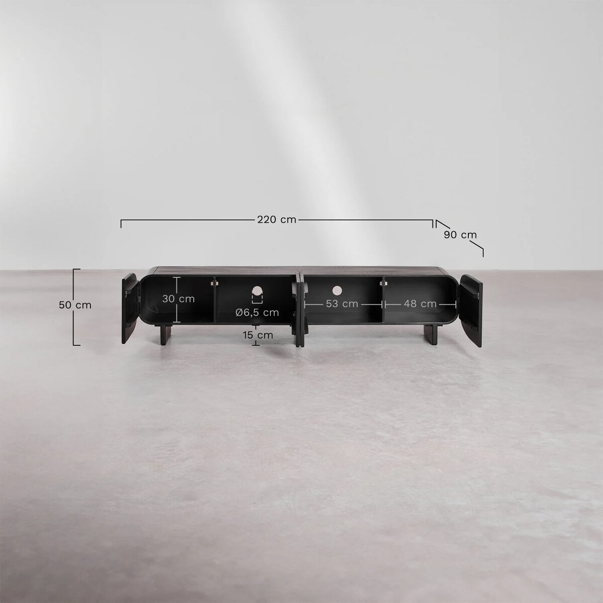 Komoda RTV 220x40 cm z drewna mango Agathe, naturalna