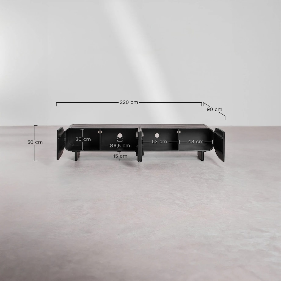 Komoda RTV 220x40 cm z drewna mango Agathe, naturalna