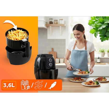 Frytkownica beztłuszczowa AIR FRYER mocna 3.6l Berdsen