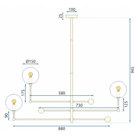 Lampa Sufitowa Wisząca Złota Szklane Kule 3 G4