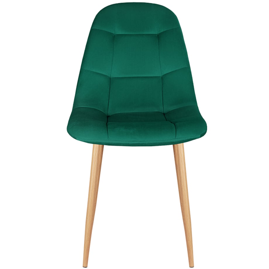 Krzesło tapicerowane do salonu jadalni welurowe pikowane nowoczesne zielone