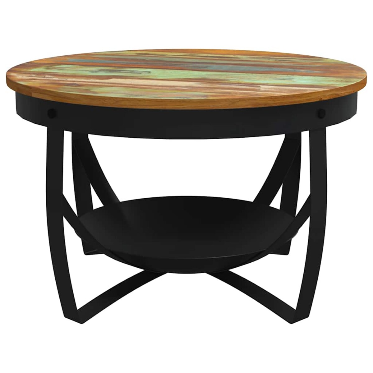 vidaXL Stolik kawowy, Ø68x43 cm, lite drewno z odzysku