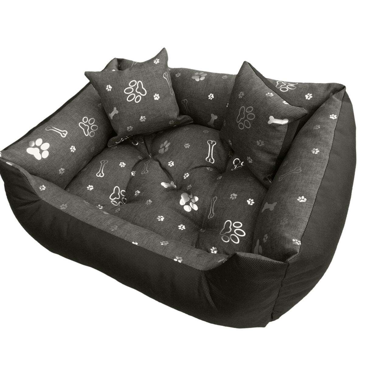 Legowisko Dla Psa Kanapa Posłanie 130X105 Cm Wodoodporne Poduszki Pikowane Kość Srebrna