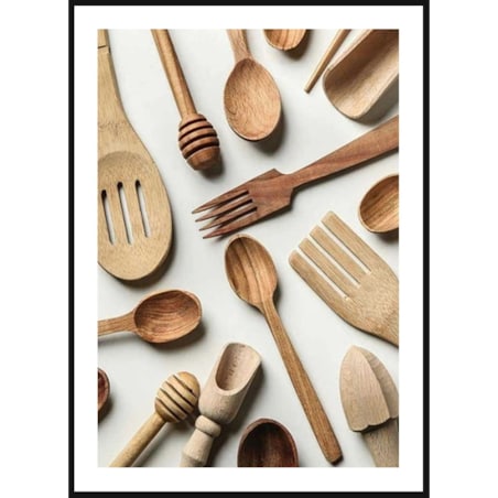 Poster Story, Plakat, Obraz - Drewniane Przybory Kuchenne, wymiary 21 x 30 cm
