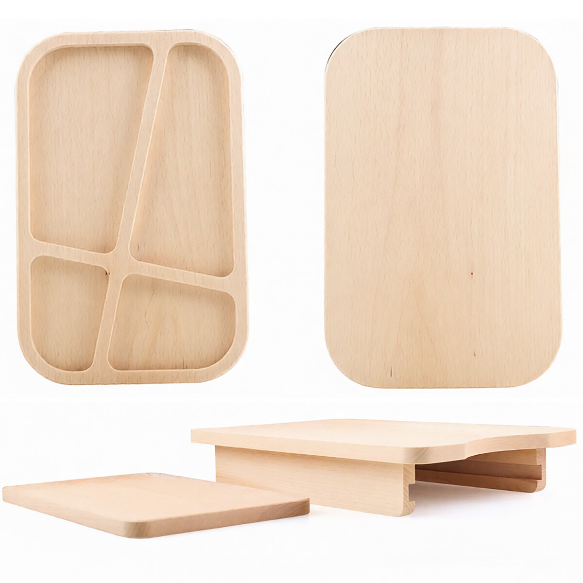 Deska Drewniana Do Krojenia Z Szufladą Tacką Do Kuchni Naturalne Drewno