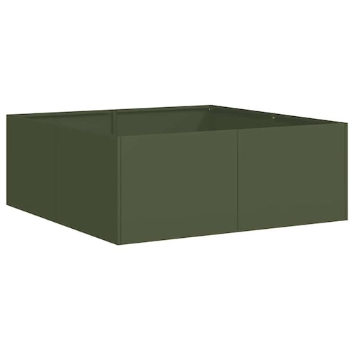 vidaXL Doniczka Oliwkowo-zielona 80x80x30 cm Stal