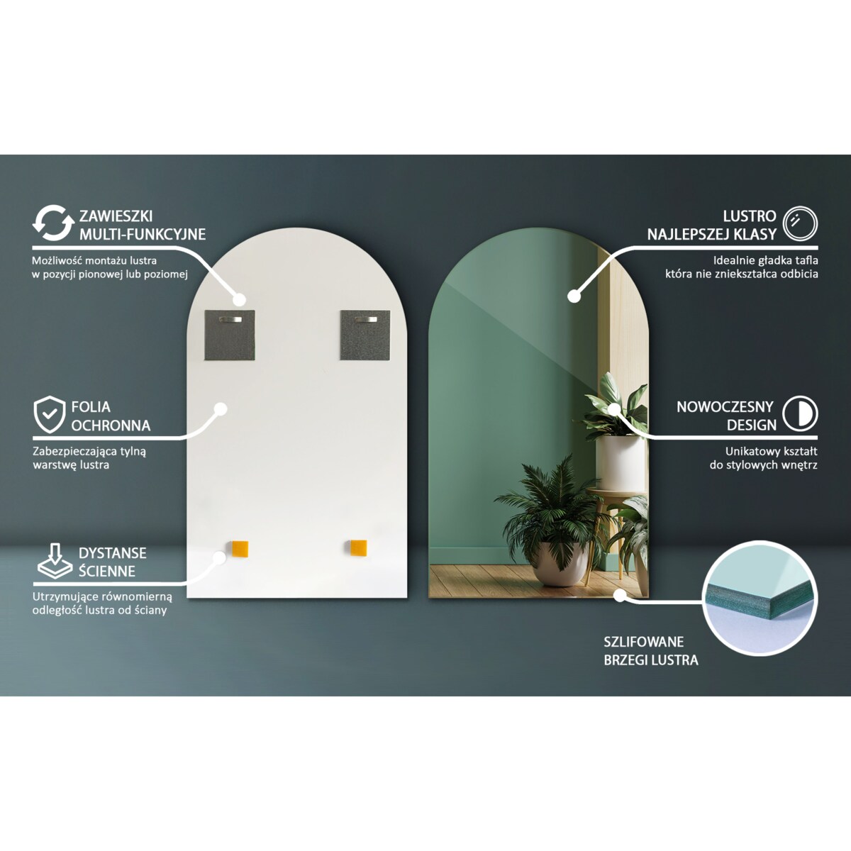 Lustro ścięty owal 60x100 cm