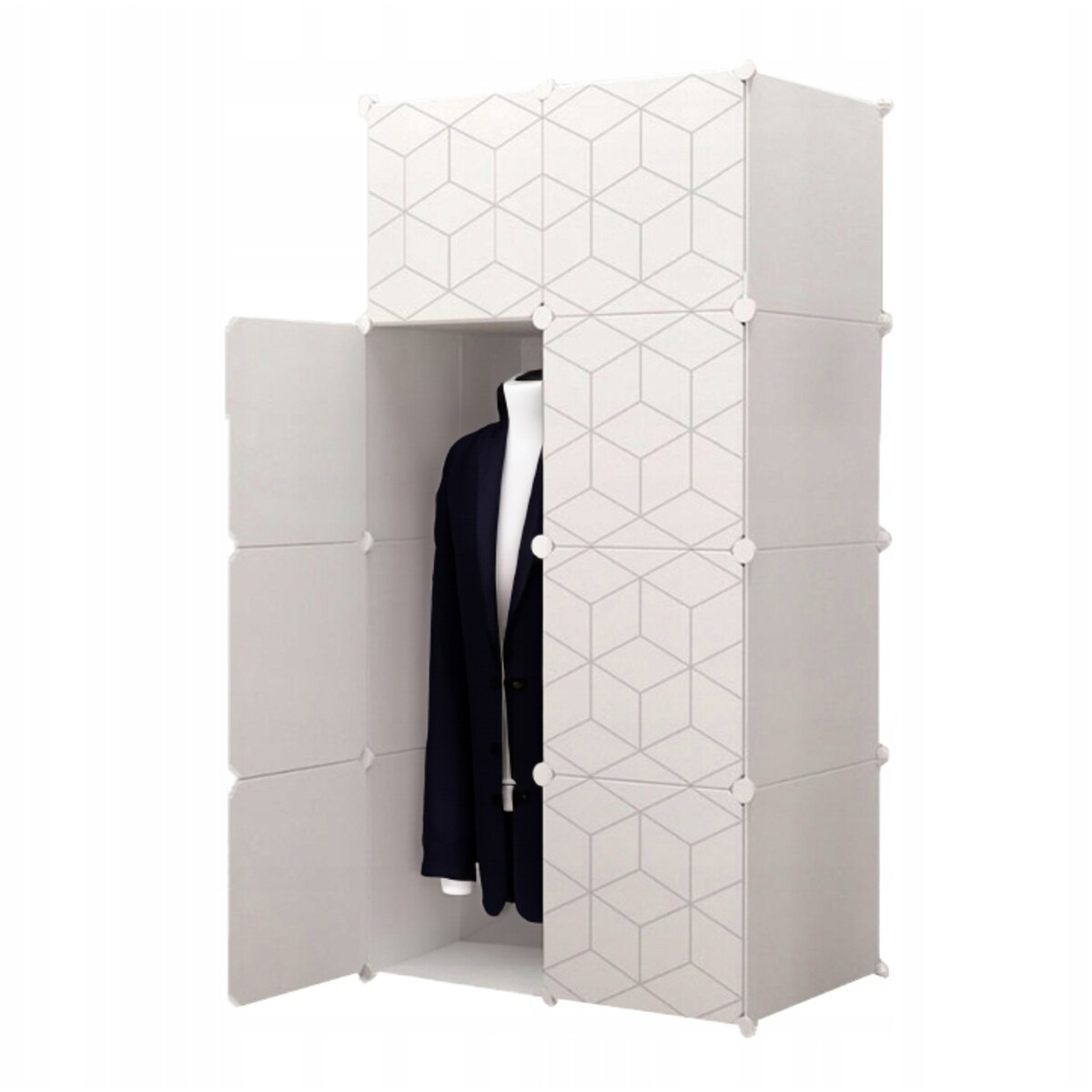 Szafa Modułowa Ubraniowa Geometric Garderoba Organizer Biała Duża Pojemna