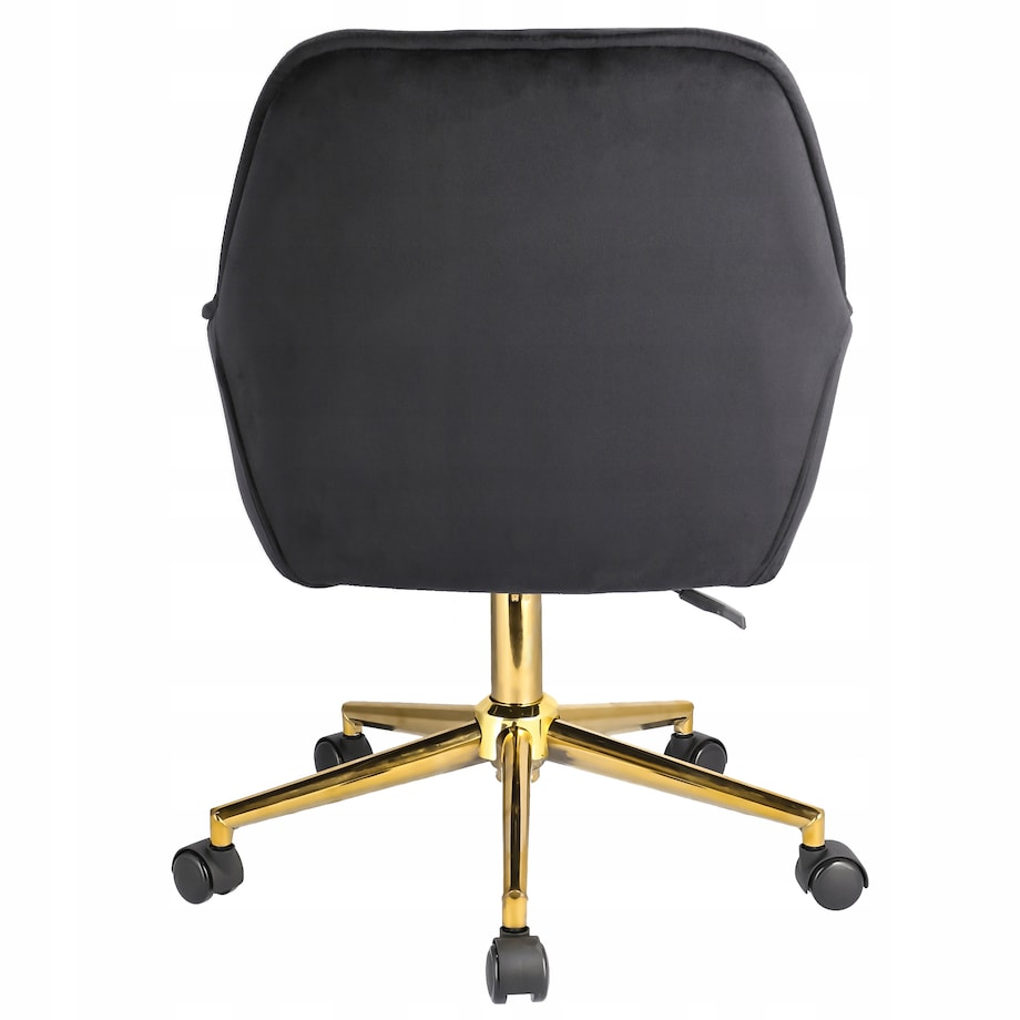 Fotel obrotowy welurowy LARGO czarny na złotej stopie