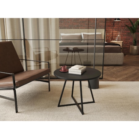 Stolik Kawowy Okrągły Do Salonu Pokoju Sypialni Industrialny 50cm VERSO