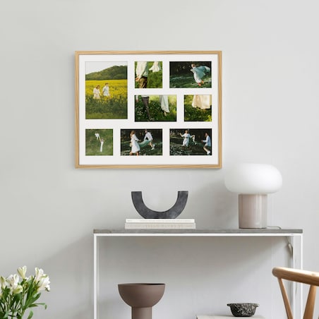 Ramka na zdjęcia 3x 10x10 4x 10x15 1x 15x21 dębowa galeria na 8 zdjęć ramka 40x50 cm FRAMAI
