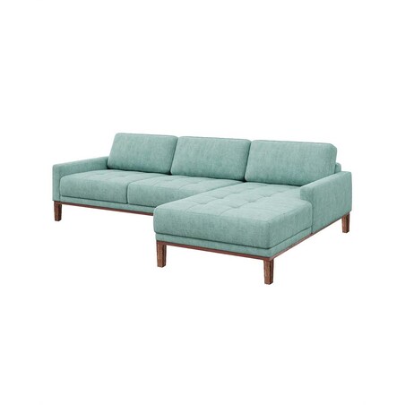 Sofa narożna Musso miętowa z pikowanym siedziskiem