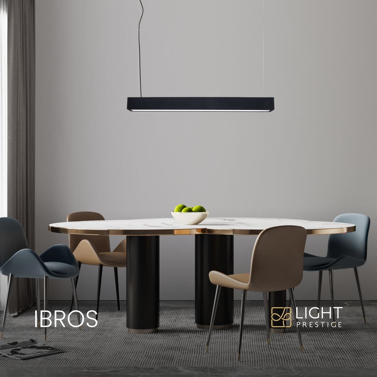 Lampa sufitowa wisząca Light Prestige Ibros czarny LED CCT 3000K/4000K/6000K (regulowana) 1 szt.