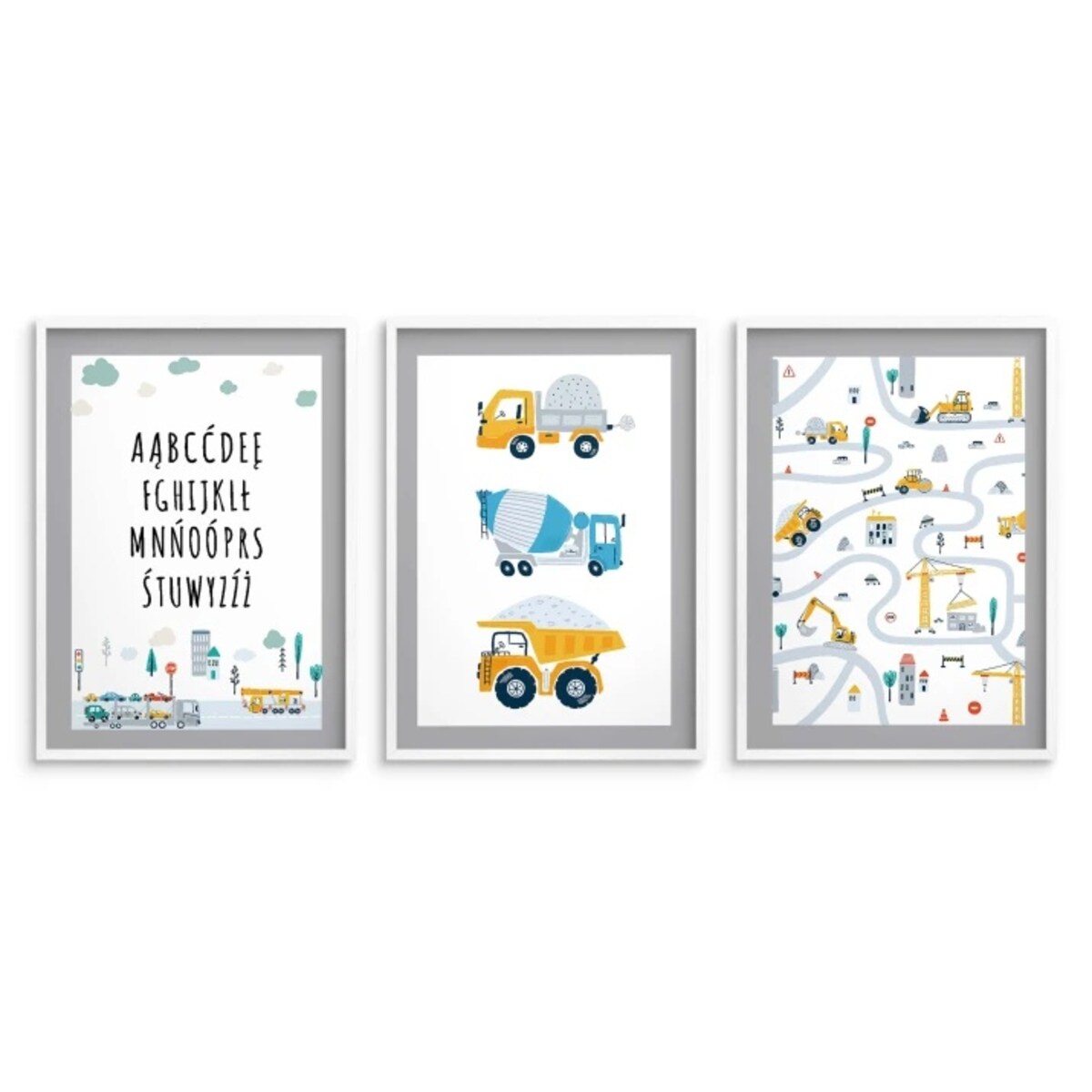 Plakaty z ramką do pokoju dziecięcego Obrazy na ścianę dla chłopca Auta