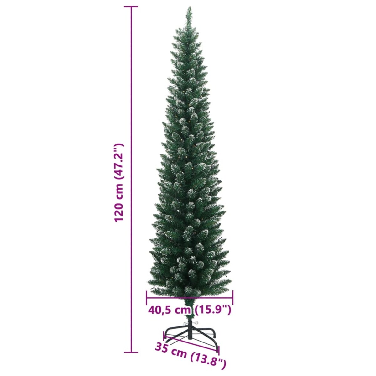 vidaXL Sztuczna, smukła choinka, 150 lampek LED, 120 cm