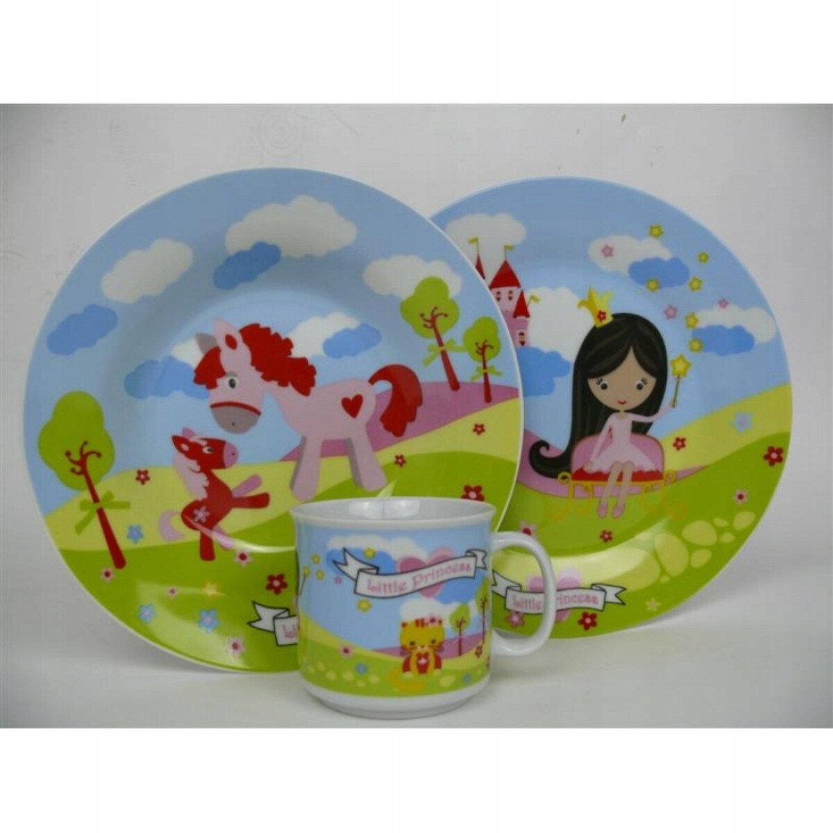 ZESTAW obiadowy śniadaniowy talerzyk dla DZIECI księżniczka roczek urodziny