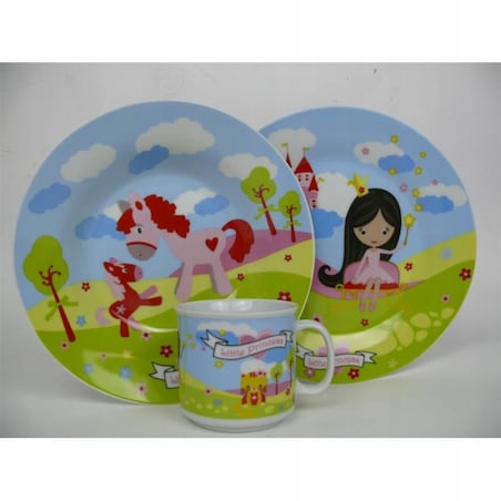 ZESTAW obiadowy śniadaniowy talerzyk dla DZIECI księżniczka roczek urodziny
