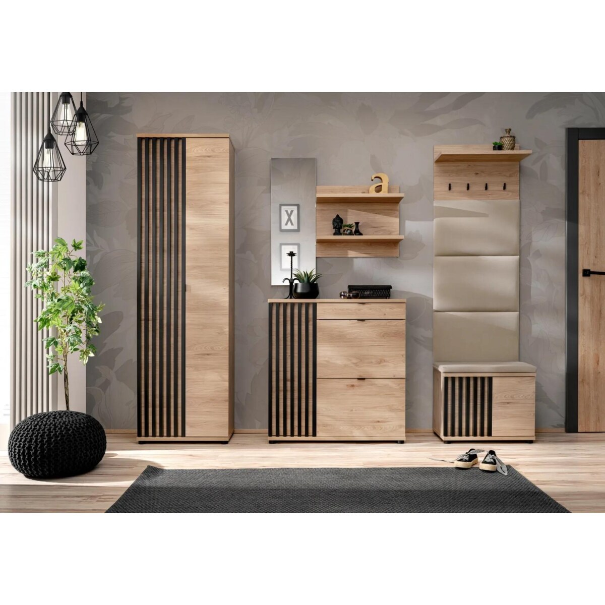 Wieszak tapicerowany do przedpokoju PEDRO hickory jackson