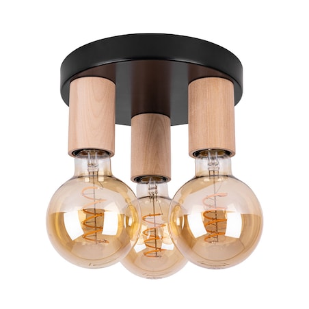Drewniana Lampa Sufitowa BRITOP Lighting 3xE27 Max.15W LED Naturalna Brzoza FSC z Akcentem Czerni, 1szt.