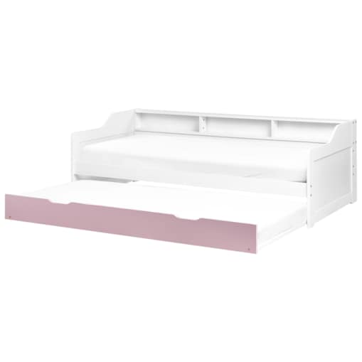 Łóżko wysuwane Drewno sosnowe EDERN 90 x 200 cm Różowy