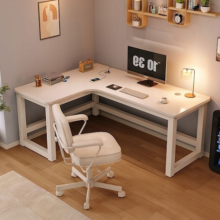 Biurko narożne gamingowe komputerowe duże nowoczesne białe loft 120 cm