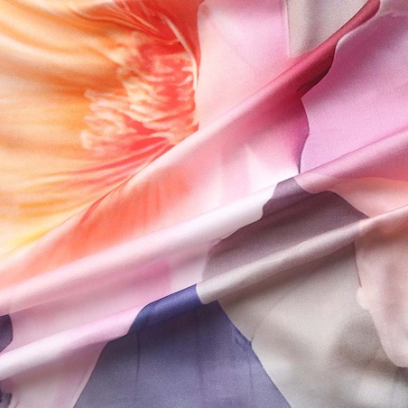 Pościel satyna bawełniana 140x200 Aurora biała i niebieska w pastelowe różowe kwiaty, Satynlove Premium