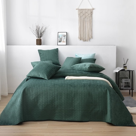 Butelkowa Zieleń Narzuta Pled na Łóżko Kanapę Velvet Welur 200 x 220 Welurowa