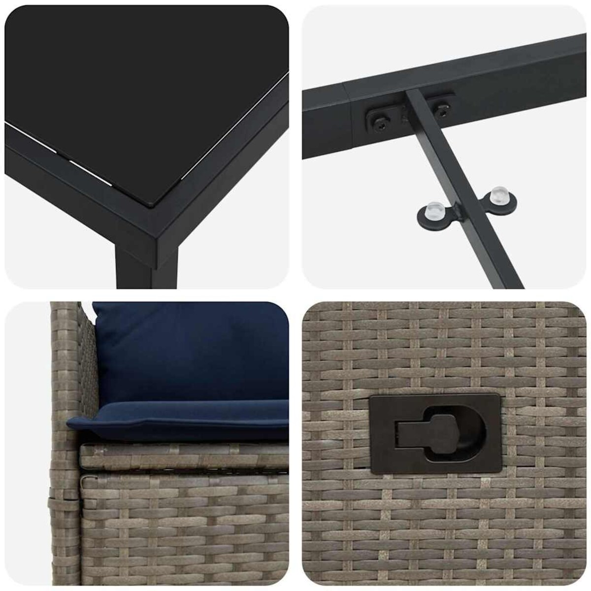 vidaXL Zestaw do jadalni w ogrodzie 5 pcs Szary polirattan