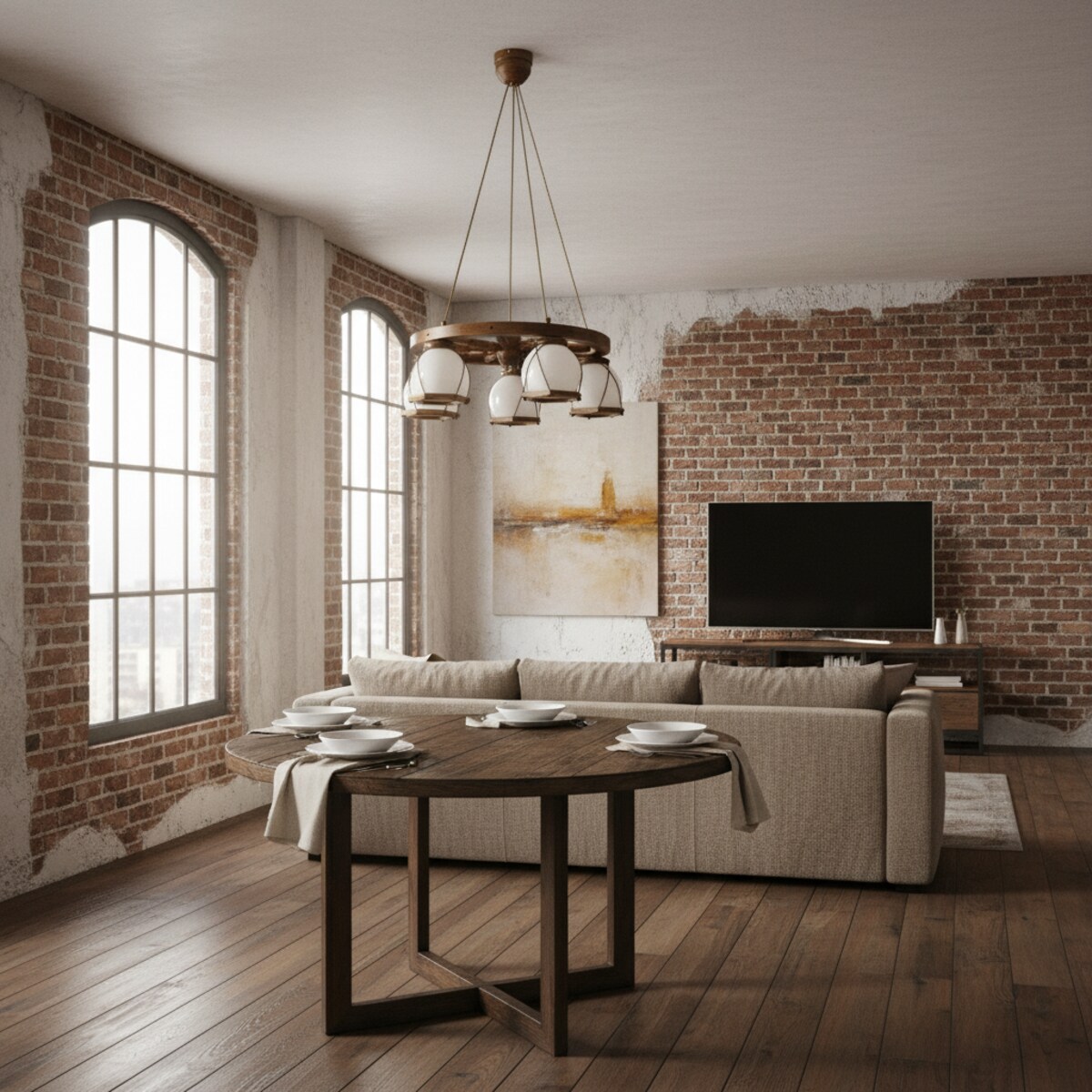 lampa wisząca drewniana edylit 5 punktowa kule białe
