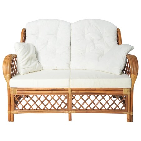 vidaXL 2-osobowa sofa, jasnobrązowa, rattanowa