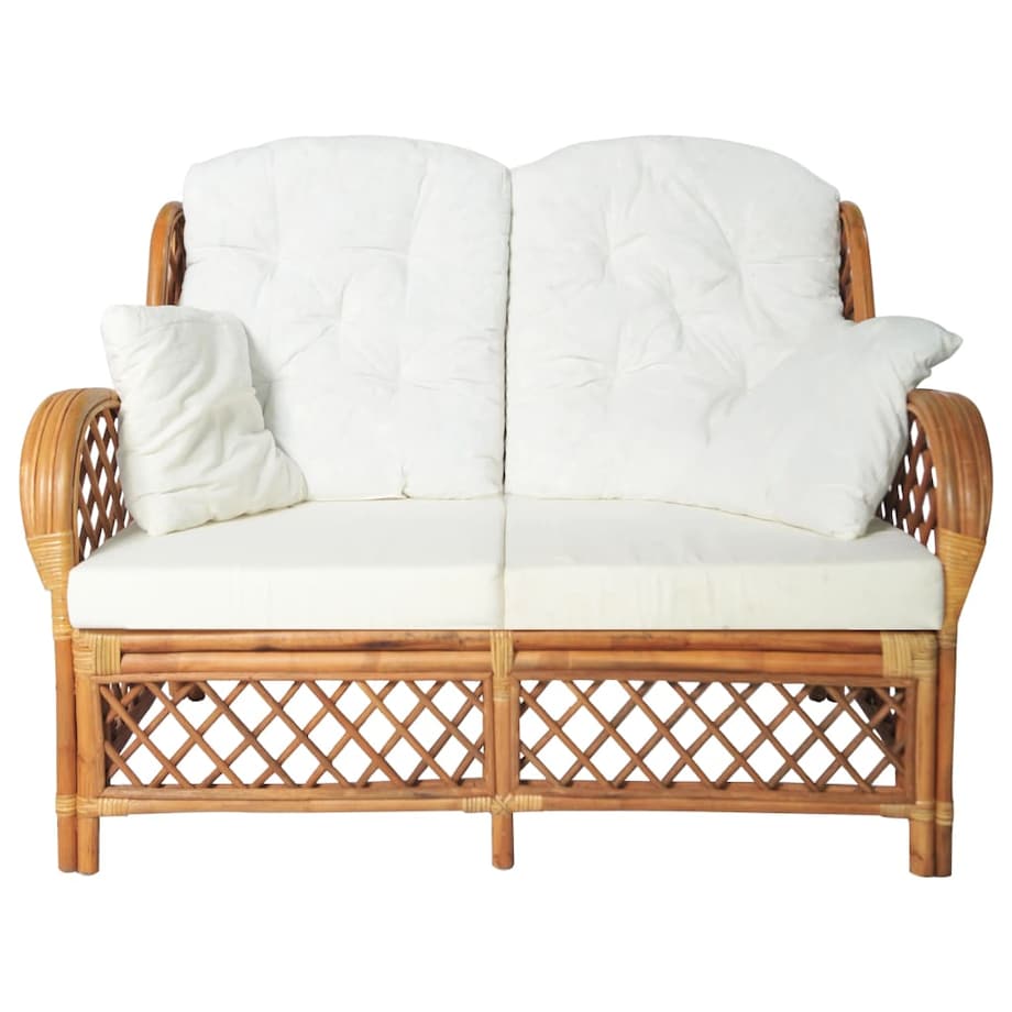 vidaXL 2-osobowa sofa, jasnobrązowa, rattanowa
