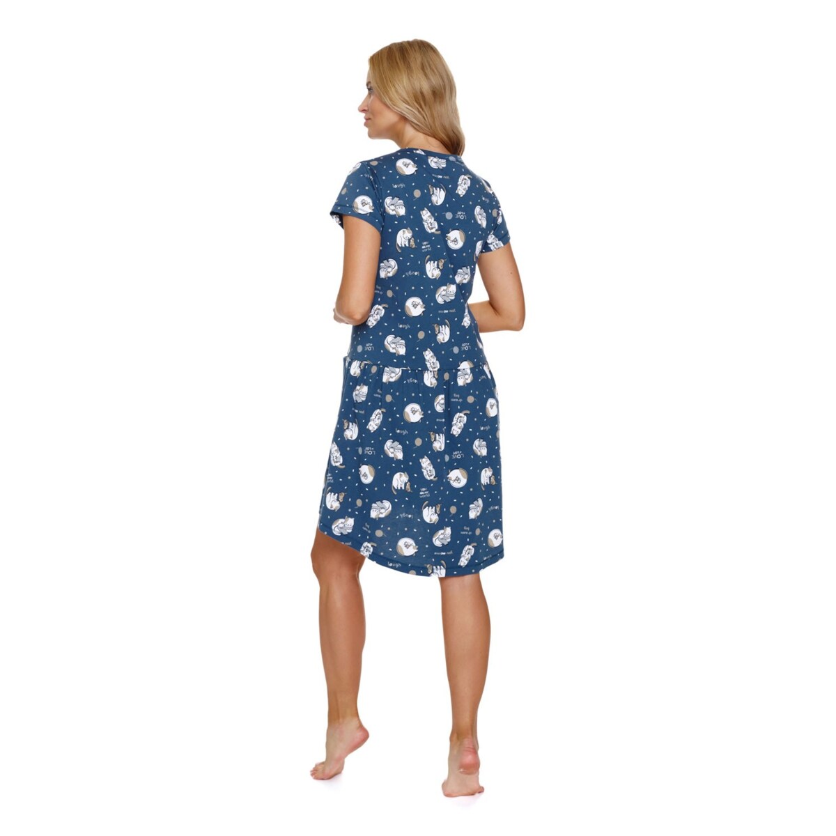 Niebieska koszula nocna z asymetrycznym tyłem